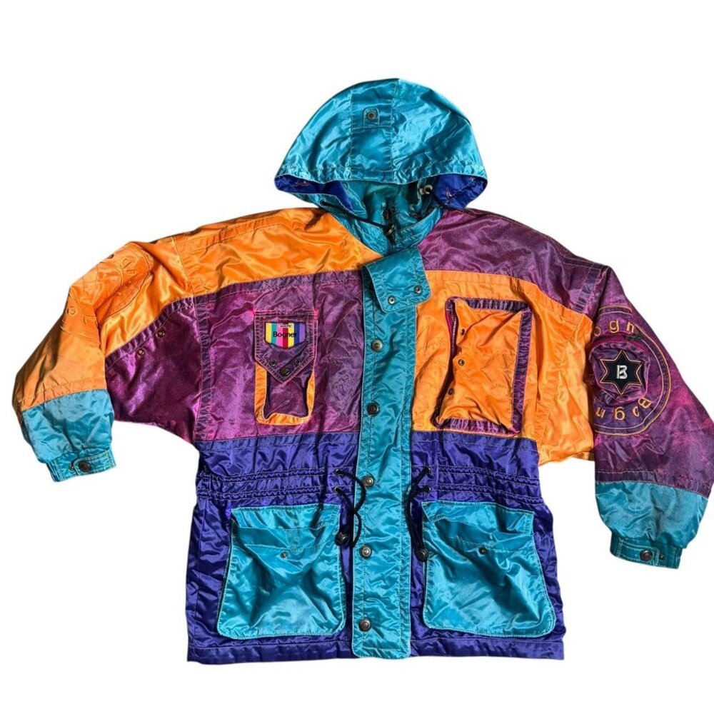 Heavy Duty Vintage Bogner Colorblock Hoodie Skiing Bomber Jacket